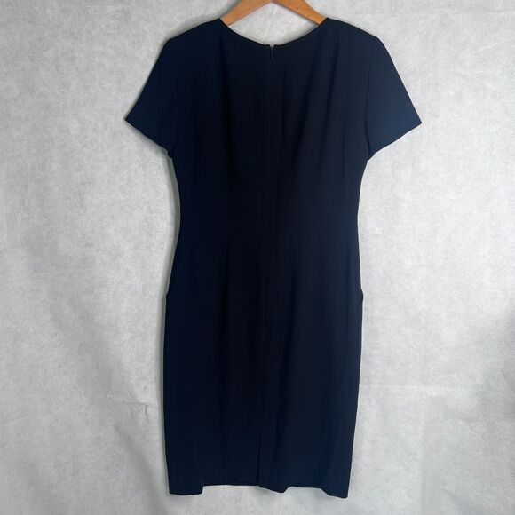 Anne Klein II Black Short Sleeve Vneck Classy Basic Black Dress Pockets Size 6 - Picture 2 of 11